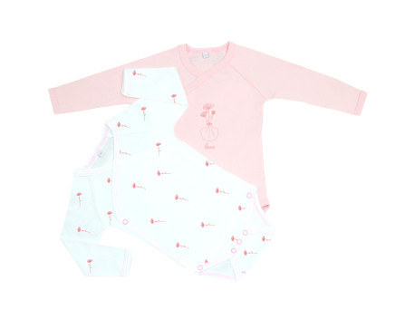 Lot de 2 bodies Manches Longues - Rose Love
