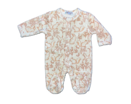 Pyjama Prématuré Velours – Écureuil & Forêt Enchantée