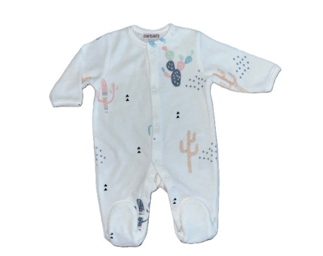 Pyjama bébé prématuré velours motif cactus
