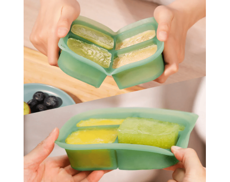 Bac Silicone Haakaa avec Couvercle – 4 ou 8 Compartiments – Congélation & Cuisson – Sans BPA