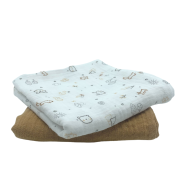 Lot 2 langes animaux en gaze de coton - camel