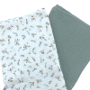 Lot de 2 langes en gaze de coton motif fleuri et uni