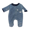 Pyjama prématuré velours bleu ciel brodé