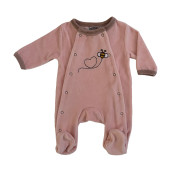 Pyjama prématuré velours rose pâle brodé