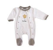 Pyjama prématuré velours blanc étoile