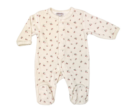 Pyjama prématuré velours – Cerises