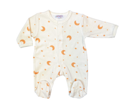 Pyjama prématuré velours – Lune & Étoiles