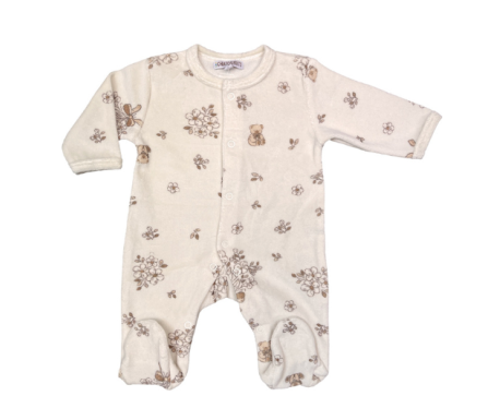 Pyjama prématuré velours – feuillage et fleurs automne