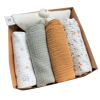 Coffret naissance – 4 langes en gaze de coton + doudou velours