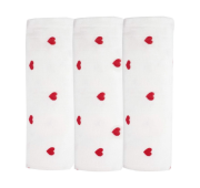 Lot 3 langes 70×70 cm – Cœurs Rouge / Blanc