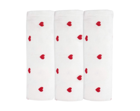 Lot 3 langes 70×70 cm – Cœurs Rouge / Blanc