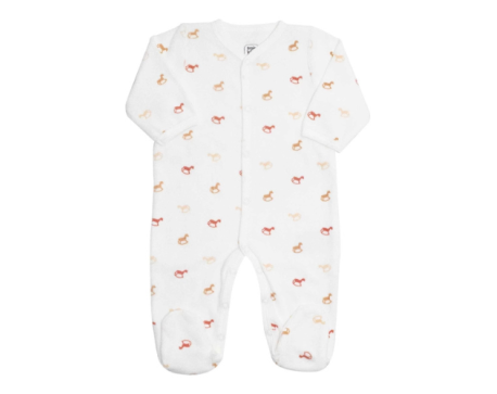 Pyjama prématuré velours – “Dors Bien” – Ouverture devant