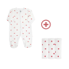 Pyjama velours + lot de 3 langes – Petits Cœurs Rouges