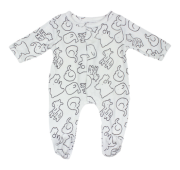 Pyjama bébé prématuré blanc motif animaux – Dors-bien naissance prématurée