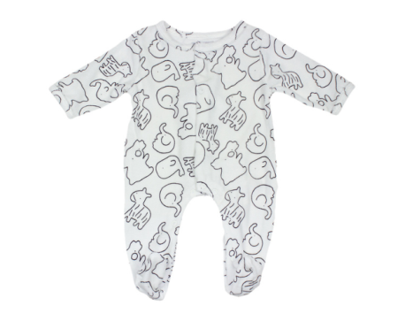 Pyjama bébé prématuré blanc motif animaux – Dors-bien naissance prématurée
