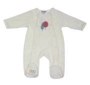 Pyjama bébé prématuré blanc en velours motif arbres