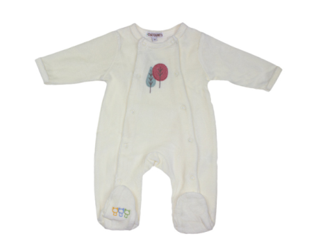 Pyjama blanc en velours pour bébé prématuré motif arbres