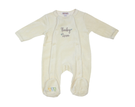 Pyjama bébé prématuré blanc en velours avec broderie Baby Love