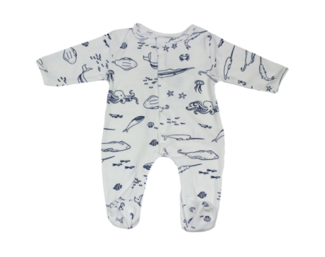 Pyjama bébé prématuré blanc avec motifs animaux marins