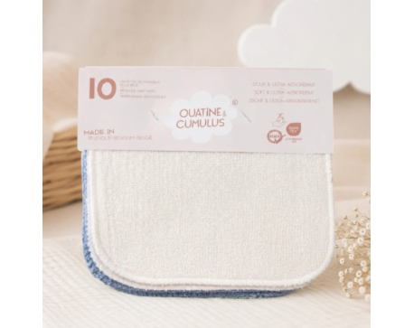 Lingettes lavables bébé en bambou – Ouatine & Cumulus